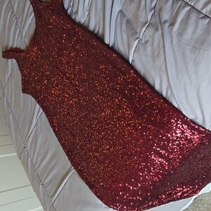 Fashion Nova Sequin Fitted Red Dress